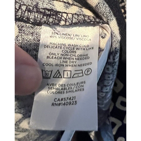 Loft V Neck Linen Blend Tie Print Swing Dress XS - Picture 4 of 4